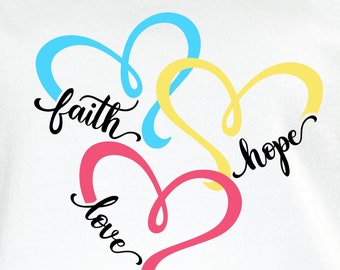 Christian Svg, Faith Hope Love Svg, Inspirational Svg, Faith Svg, Hope Svg, Love Svg, Heart Clipart, Heart Svg, Blessed Svg, Religious Svg