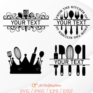 Cuisine, Svg monogrammes cuisine, Svg monogramme cuisine split frame, ustensiles de cuisine Svg, cuisine Svg, Svg pâtisserie, cuisinier, Svg chef