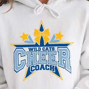 Cheer team name coach svg, Cheer coach name svg, Cheer coach star bow svg, Cheerleading coach svg, Cheerleader coach svg, Cheer shirt svg
