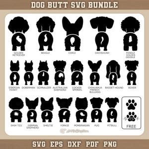 Dog Svg, Dog Butts Svg, Dog Butt Svg Bundle, Dog Silhouette Svg, Dog Clip Arts, Dog Butt Svg Files, Pet Svg, Dog Svg File, Dog Butt Cut File