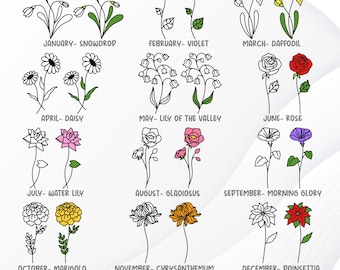Birth Month Flowers Svg, Birth Month Flower Svg Bundle, Wildflowers Svg, Birthday Flowers Svg, Flowers Svg, Floral Svg, Birth Month Svg