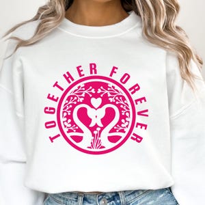 Camisa de pareja de flamencos svg, juntos para siempre, camisa de flamenco floral, flamenco botánico svg, archivos de corte de flamenco para cricut, archivo svg de flamenco