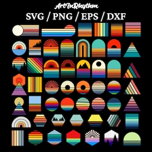 50 Sunset SVG Bundle, Vintage Retro Sunset SVG, Retro Vintage Clipart , Retro svg, Vintage Svg, Sunset SVG, Rainbow, Retro color shirt svg