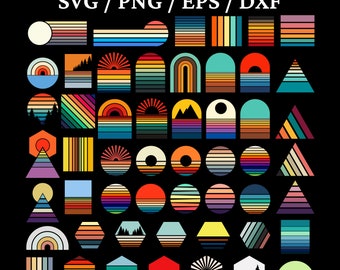 50 Sunset SVG Bundle, Vintage Retro Sunset SVG, Retro Vintage Clipart , Retro svg, Vintage Svg, Sunset SVG, Rainbow, Retro color shirt svg