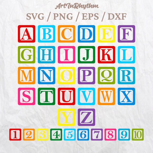 Alphabet Blocks Svg, Baby Block Letters Svg, Block Numbers Svg, Block Letters Svg, Rainbow Block Letters Svg, Baby Svg, Block Font Cliparts