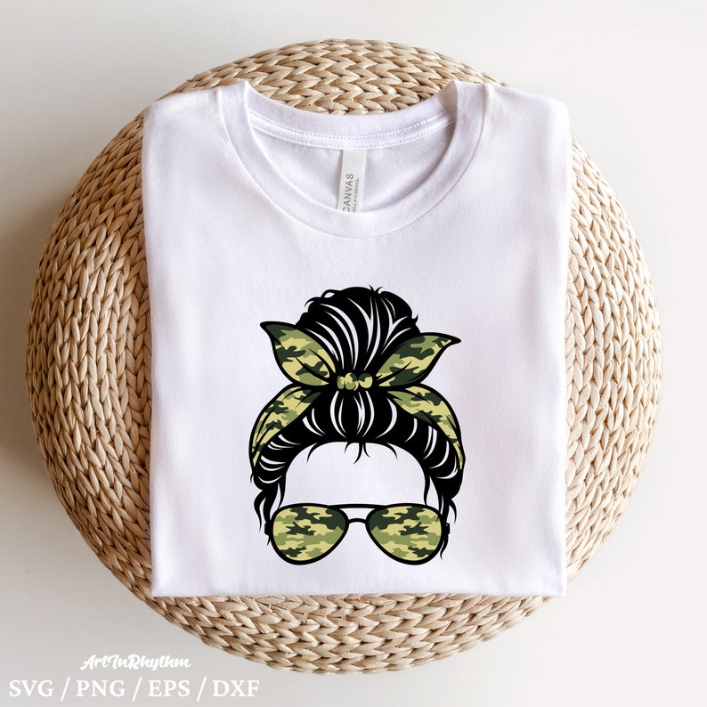 Messy Bun Svg, Messy Bun Svg Bundle, Army Mom Life Svg, Messy Bun Svg