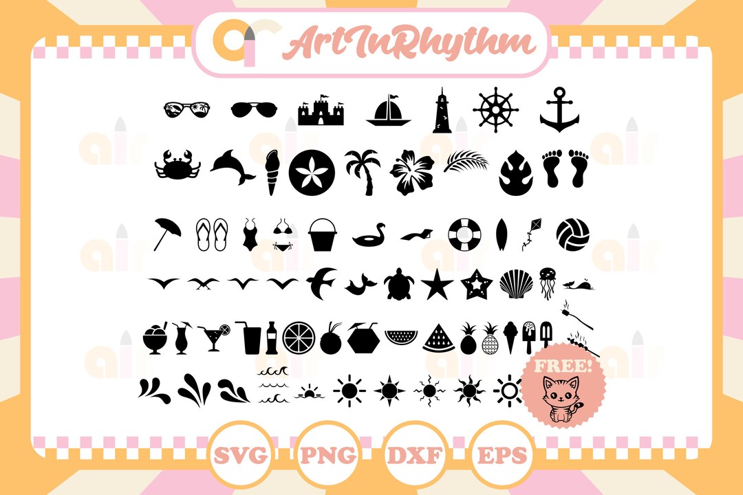 Sommer-Icon-Svg-Bundle Strand-Svg-Bundle - Etsy.de