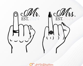 Dedos de boda Svg, Sr. y Sra. Svg, Anillo de compromiso Svg, Boda Svg, Anillo Svg, Dedos de boda Svg, Novia Svg, Novio Svg, Anillos de boda