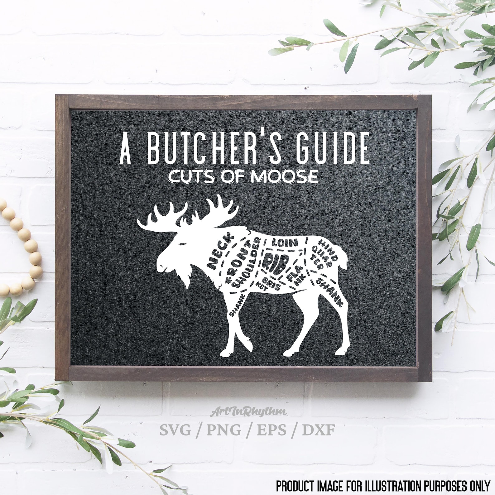 Moose Butcher Meat Cut Chart Svg, Charcuterie Board, Chopping Board ...