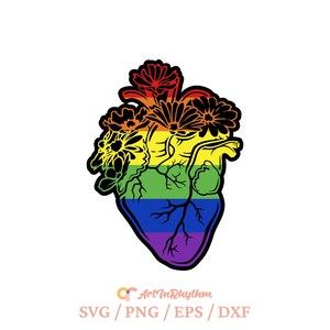 Mes del orgullo Svg, corazón floral arcoíris Svg, LGBTQ Svg, aliado LGBTQ Svg, día del orgullo Svg, orgullo Svg, orgullo gay Svg, gay Svg, símbolo del orgullo gay