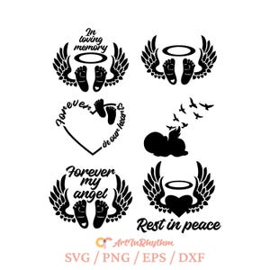 Baby voetafdruk miskraam SVG, baby verlies SVG, baby voetafdruk, baby Memorial SVG, In Loving Memory Angel Wing, baby voeten SVG, verlies van de zwangerschap