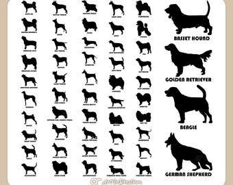 Dogs Svg, Dog Breed Silhouettes Svg, Dog Breeds Svg, Dog Svg Bundle, Dog Silhouettes Svg, Dog Cliparts, Dog Svg Files, Animals Svg, Dog PNG