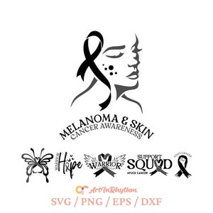 Melanoma and Skin Cancer Awareness Month svg, Melanoma Black Ribbon svg, Skin Cancer black ribbon svg, Cancer Awareness black ribbon svg
