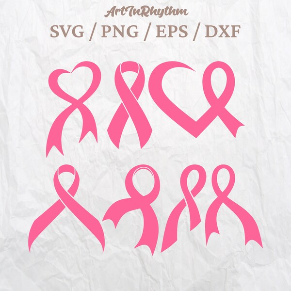 Ruban rose Svg, Svg cancer du sein, rubans roses Svg, Svg de sensibilisation au cancer du sein, Clipart ruban rose, lutte contre le cancer, Svg octobre