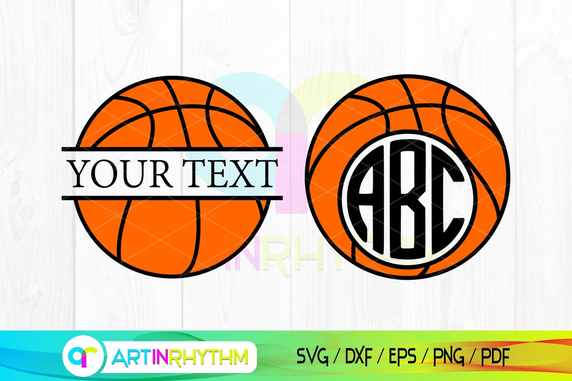 Basketball Split Frame Monogram Svg Basketball Circle Etsy