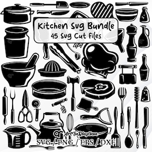 Kitchen Svg, Kitchen Utensils Svg, Kitchen Svg Files, Cooking Svg, Baking Svg, Kitchen Cliparts, Kitchen Svg Bundle, Kitchen Svg Cut Files