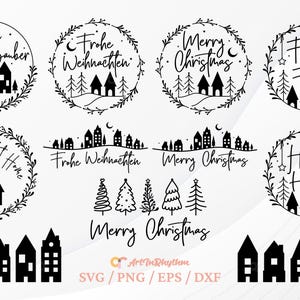 Feliz Natal Svg, Pacote Feliz Natal Svg, Frohe Weihnachten Svg, Natal Svg, Clipart de Natal, Inverno Svg, Guirlanda de Natal Svg