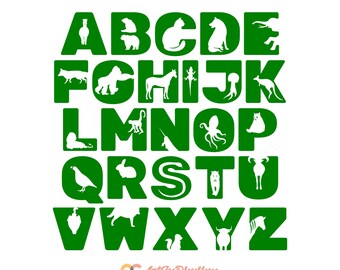 Lot svg animaux, svg animaux, lot svg alphabet animaux, lettres animaux de A à Z svg, svg polices animaux, lot svg animaux, animaux de la jungle