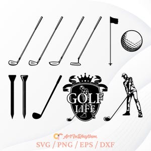 Golf Svg, Paquete de golf svg, Club de golf svg, Pelota de golf svg, Golfing svg, Archivos svg de golf, Cliparts de golf, Golfista svg, Golf tee svg, Bandera de golf svg