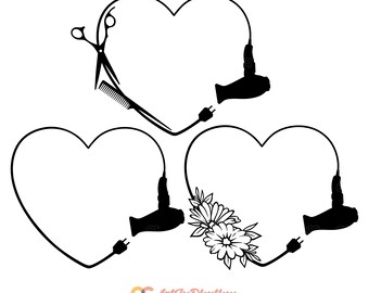 Kapper Svg, hart Hair Stylist Frame Svg, kapper Svg, schoonheidsspecialist Svg, kapsalon Svg, haarstylist Clipart, Salon Svg