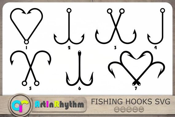 Crossed Fish Hooks Svg, Bass Fishing Svg, Fishing Hook Svg