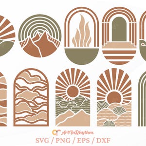 SVG boho, SVG de elementos boho, SVG de arte mural boho, SVG boho, SVG minimalista, SVG boho abstracto, Archivos de corte SVG boho, Decoraciones de pared boho
