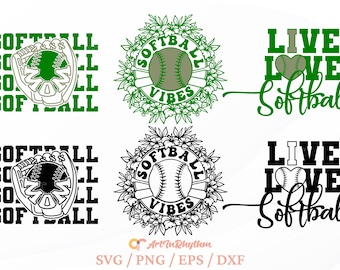 Softball Svg, Softball Vibes Svg, Softball Mom Svg, Softball Cliparts, Softball Svg Cut Files, Softball Svg Bundle, Softball T-Shirt Designs