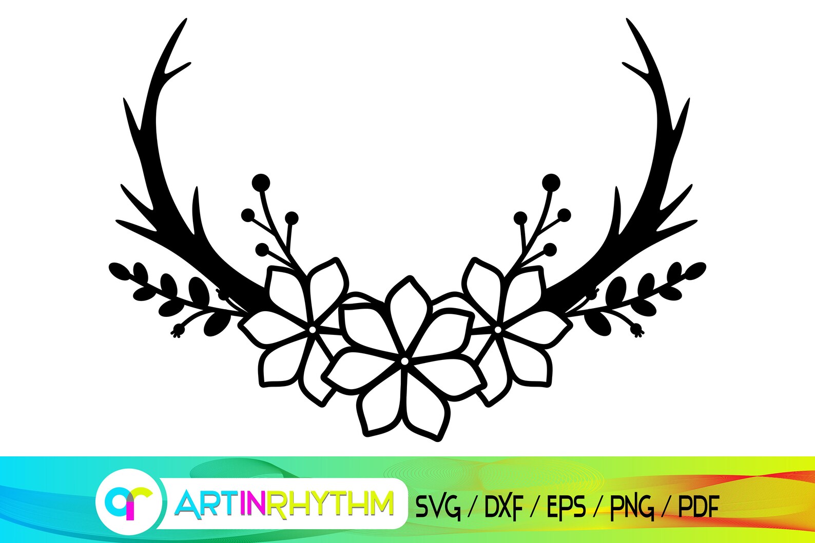 Download Deer antlers antler svg antlers Deer svg Floral Deer | Etsy