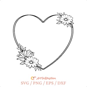 花のハート SVG、ハートのリースの SVG、花のハートのフレームの SVG、ハートの SVG、花の SVG、花のフレームの SVG、花の SVG、ハートのクリップアート、花の PNG