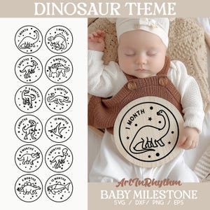 Dinosaurier baby Monat Meilenstein, monatliche Meilenstein Markierung, Baby Meilenstein Scheiben svg, Baby Acryl Meilenstein svg, Babypartygeschenk svg