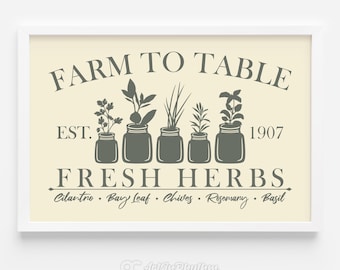Farm To Table Svg, Fresh Herbs Svg, Farm To Table Sign Svg, Herbs Svg, Garden Sign Svg, Gardening Svg, Farmhouse Svg, Farmers Market Svg