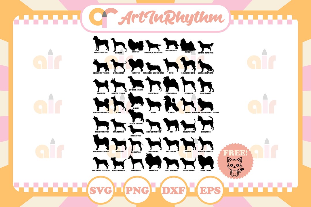 Dog Breed Silhouette Pack Dog Breeds Svg Dog Svg Bundle Dog - Etsy UK