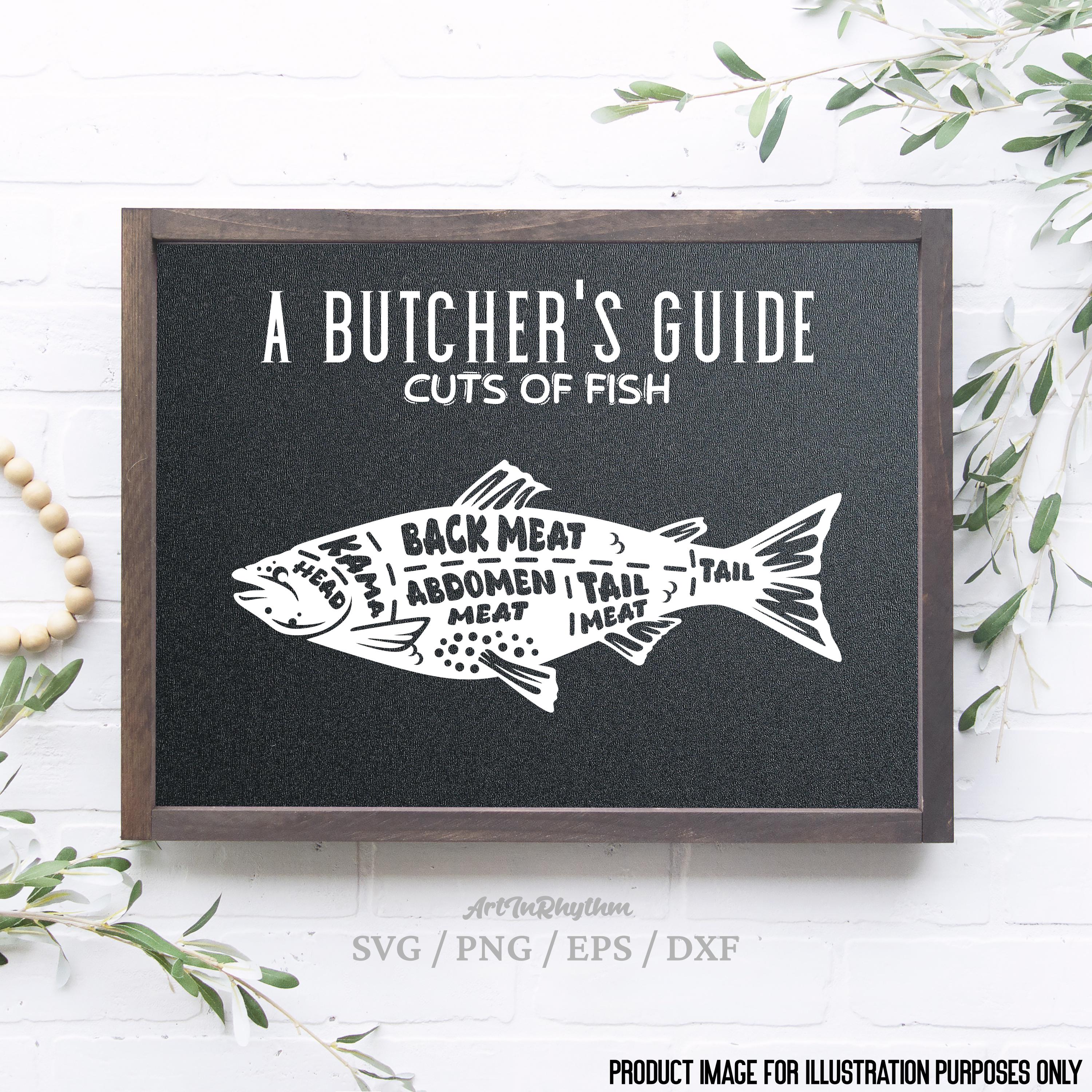 Fish Butcher Meat Cut Chart Svg, Charcuterie Board, Chopping Board ...