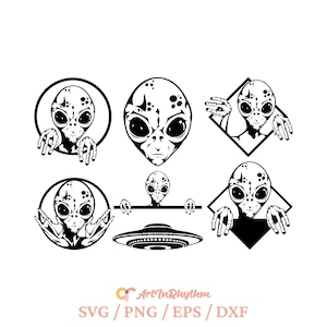Alien Svg Bundle, Aliens Svg, Alien Svg Files, UFO Svg, Alien Svg Cut Files, Alien Cliparts, Alien Monogram Svg, Alien Designs