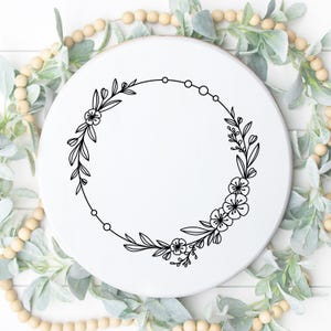 Guirlanda floral Svg Moldura de círculo floral Svg Círculo de flores silvestres Monograma Svg Borda floral Svg Borda de círculo floral Linha de casamento Arte Svg