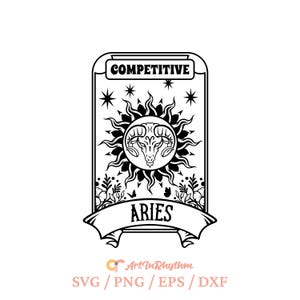 Aries Sternzeichen Tarot Karte, Aries Horoskop Zeichen svg, Widder Astrologisches Zeichen svg, Widder Geburtstag Monat svg, Widder Sternzeichen Symbol Shirt svg