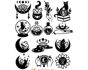 Magic and celestial SVG bundle, Celestial svg bundle, Mystical svg bundle, mystic svg bundle, Celestial moon clipart, Boho SVG bundle