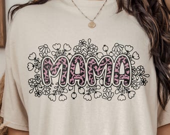 Mamá leopardo floral PNG Svg, Mamá flor Svg archivo, Día de la Madre Svg para camiseta de mamá, Mamá flor silvestre Svg, Mamá floral Svg, Mamá Groovy Png Svg
