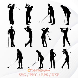 Svg de golf, Svg de silhouettes de joueur de golf, golfeur, Svg de golf, fichiers de coupe de golf, Clipart golf, fichiers Svg de golf, lot de Svg de golf, Svg de sport