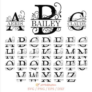 Lettre monogrammes Svg, fractionner lettre monogrammes Svg, fractionner monogramme cadres Svg, alphabet Svg, lettre Svg, fichiers lettre Svg, fractionner monogrammes Svg