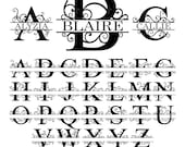 Split Monograms Svg, Flourish Split Monograms Svg, Split Monogram Frame Svg, Alphabet Svg, Letters Svg, Split Letter Monograms Svg