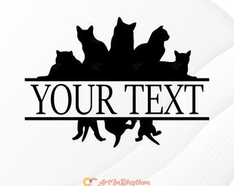 Cat Svg, Cat Split Monogram Svg, Cat Monogram Svg, Cat Cliparts, Monogram Svg, Cat Lover Svg, Animal Lover Svg, Cute Cats Svg, Animals Svg