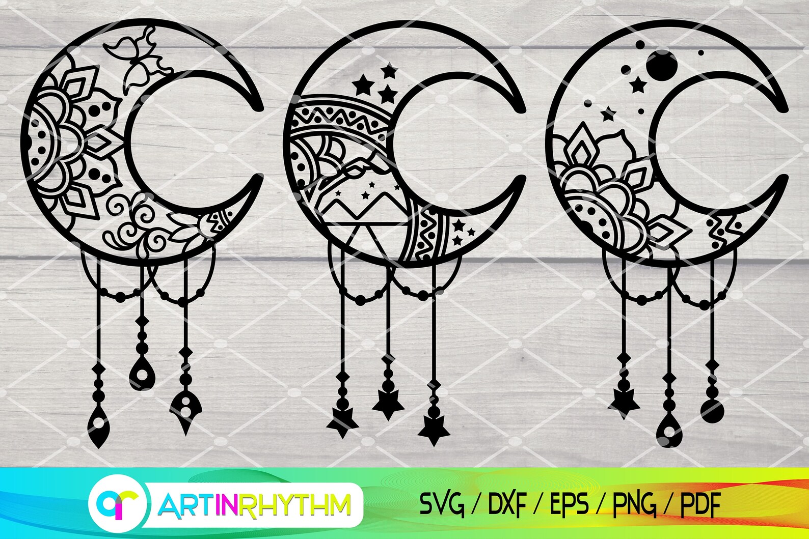 Crescent Moon Mandala Svg Moon Svg Moon Cliparts Moons Svg | Etsy