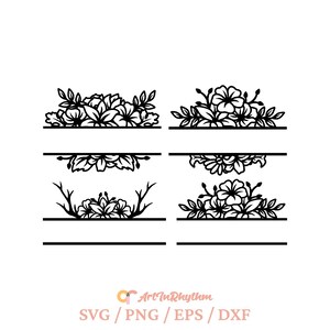 Floral Family Monogram Svg, Monogram Svg, Family Name Svg, Porch Sign Svg, Farmhouse Monogram Svg, Split Monogram Svg, Family Frame Svg