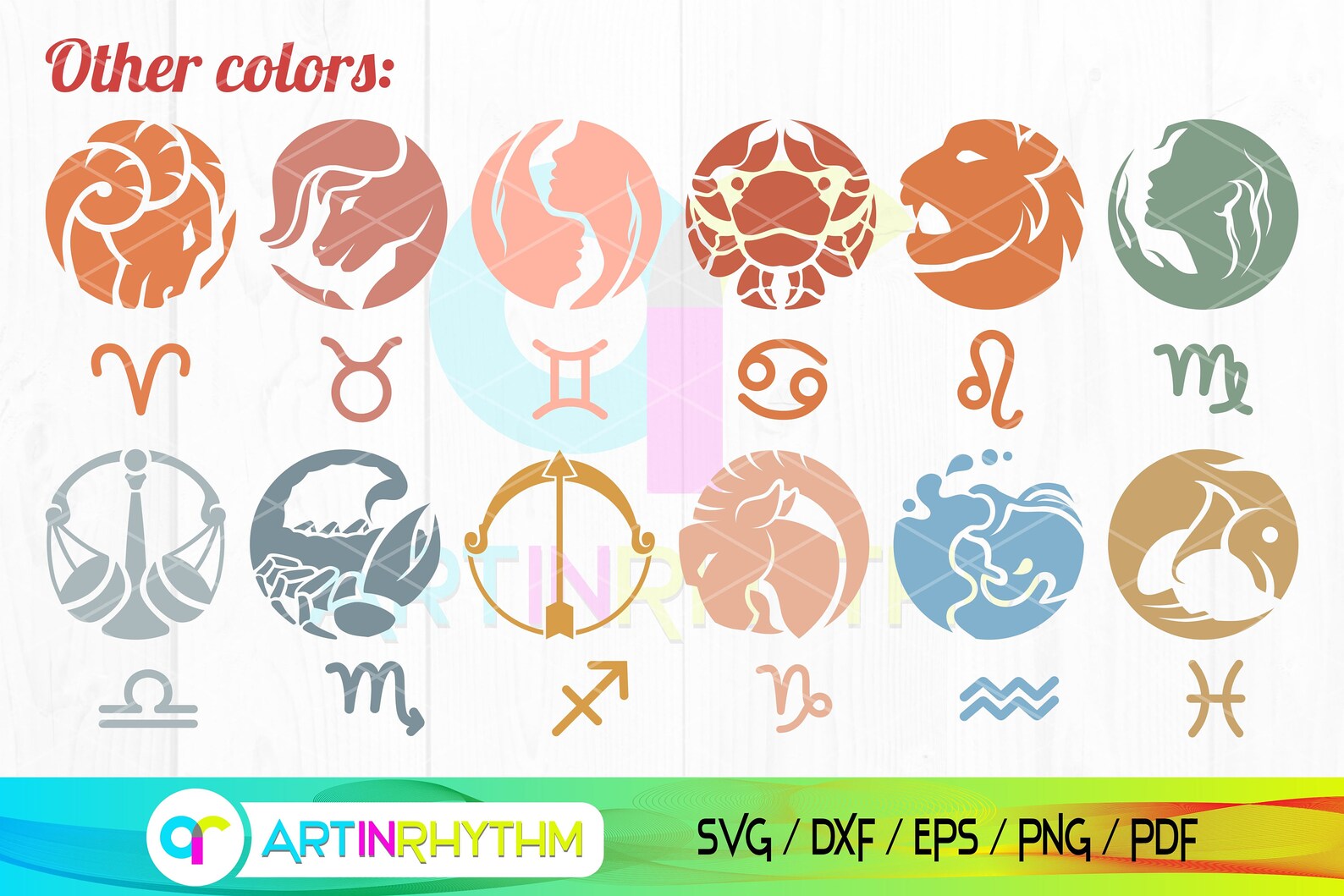 Round Zodiac Sign Svg Bundle Zodiac Signs Svg Zodiac Sign Etsy