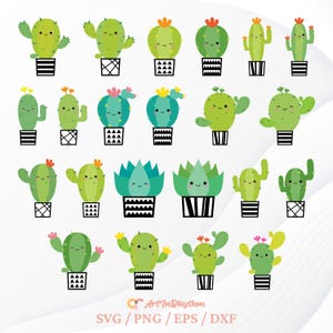 Cactus Svg, Paquete De Cactus Svg, Suculentas Svg, Cactus Kawaii Svg, Cactus Lindos Svg, Clip Arts De Cactus, Plantas Svg, Botánico Svg, Flores Svg