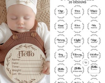 Floral Baby Milestones Svg, Baby Monthly Milestones Svg, Baby Milestone Round Svg, Milestone Discs Svg, Acrylic Baby Milestone Svg, Baby Svg