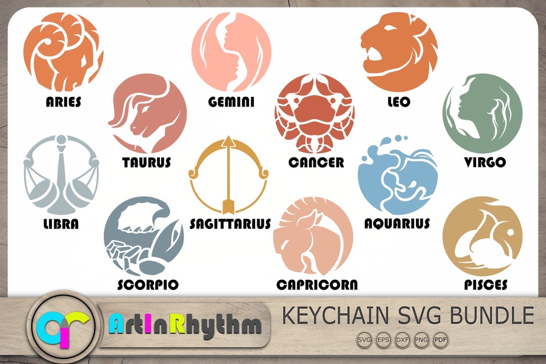 Round Zodiac Sign Svg Bundle Zodiac Signs Svg Zodiac Sign Etsy