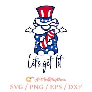 Allons nous allumer svg, svg gnome du 4 juillet, svg feux d'artifice du 4 juillet, svg rouge blanc et bleu, svg jour de l'indépendance des États-Unis, svg gnome mignon des États-Unis