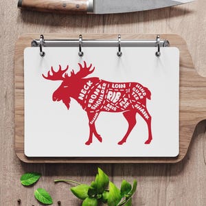 Moose Butcher meat cut chart svg, Charcuterie Board, Chopping Board, Cutting Board, Kitchen Towel, Laser Engraved svg Files, Glow forge svg